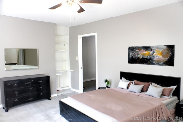 bedroom with carpet floors and ceiling fan