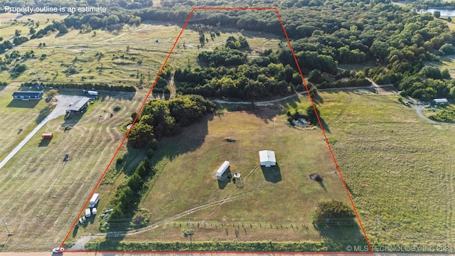 aerial view with a rural view