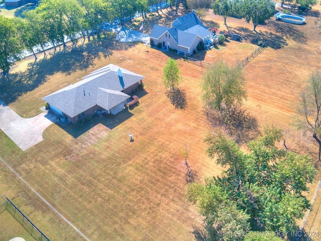 drone / aerial view with a rural view