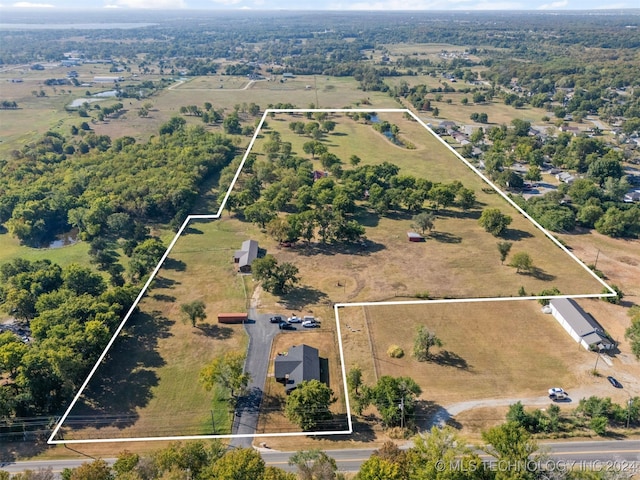 bird's eye view with a rural view