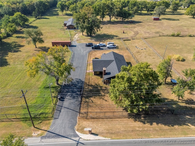 aerial view featuring a rural view