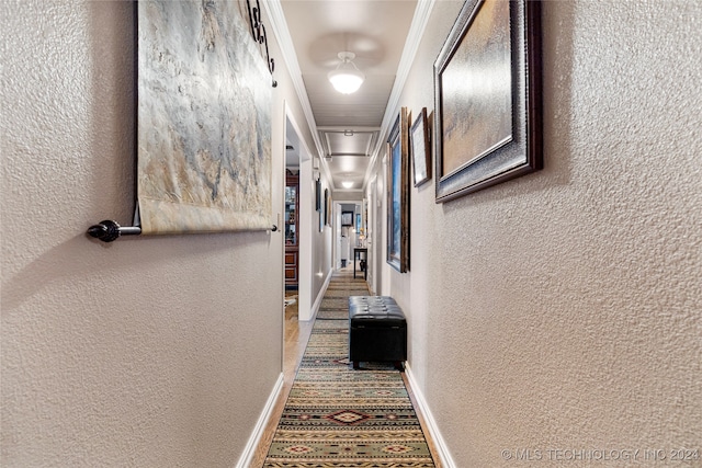 hallway with ornamental molding