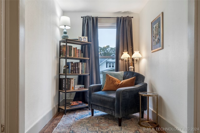 living area featuring hardwood / wood-style flooring