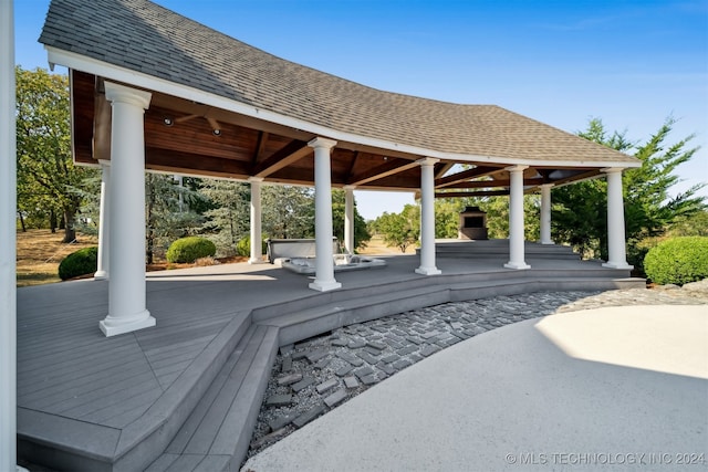 view of community with a deck and a gazebo