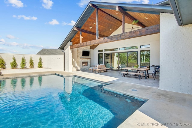 view of pool featuring a patio