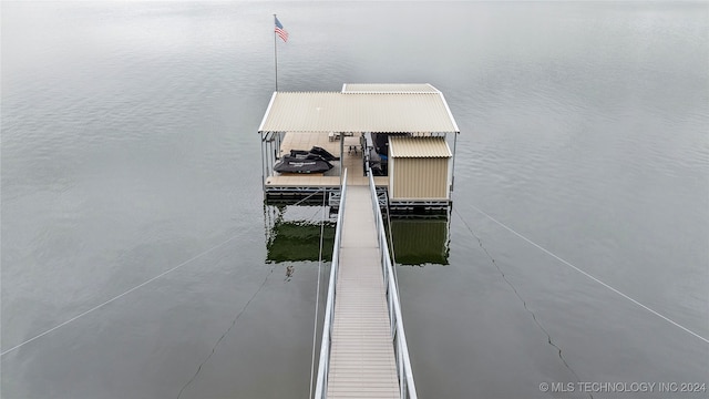 dock area with a water view