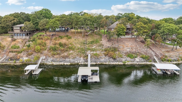 dock area featuring a water view