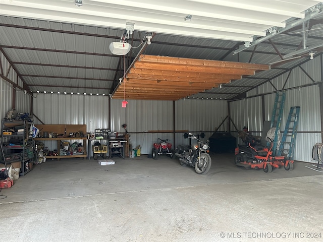 garage with a garage door opener