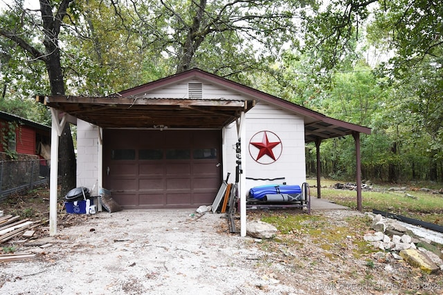 view of garage