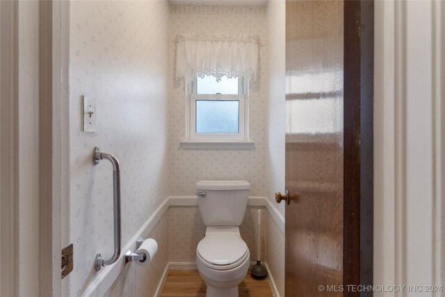 bathroom featuring toilet and wood-type flooring