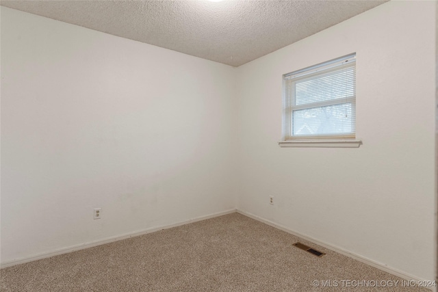 spare room featuring carpet floors and a textured ceiling