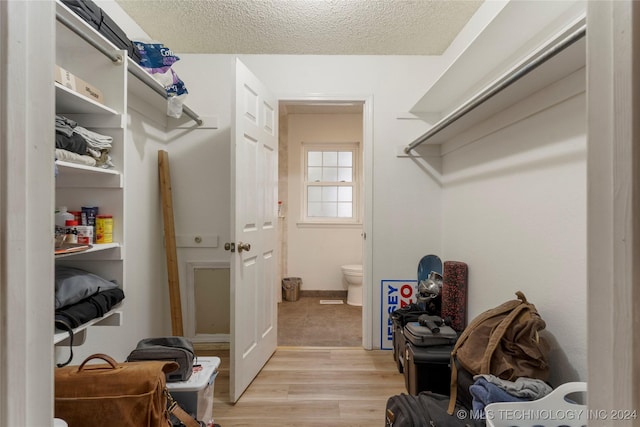 spacious closet featuring light wood-style flooring