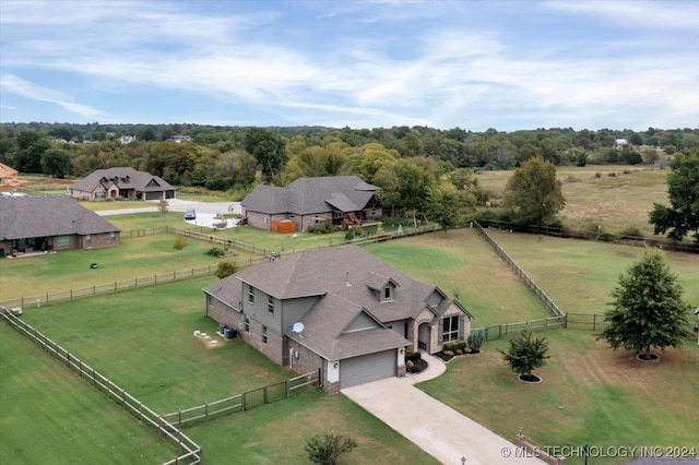 drone / aerial view with a rural view