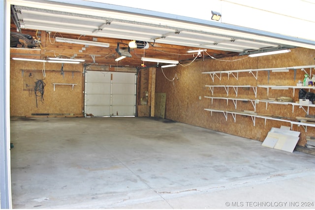 garage with a garage door opener