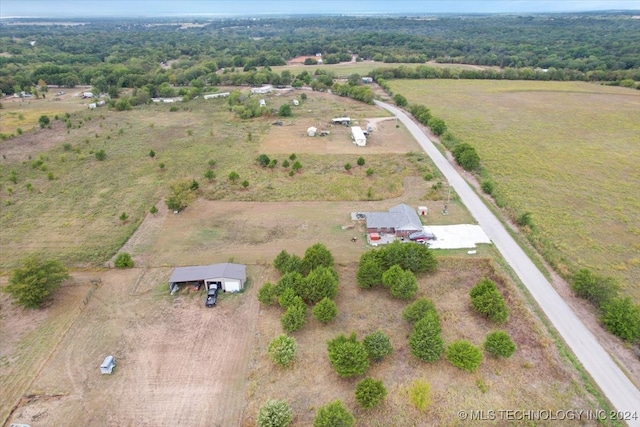 aerial view featuring a rural view