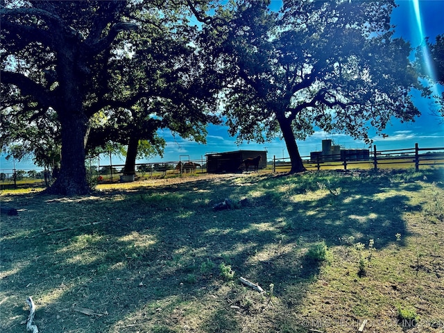 view of yard with a rural view