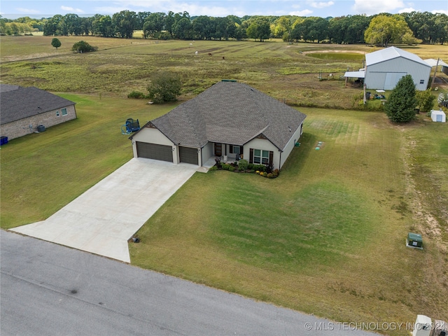 drone / aerial view with a rural view