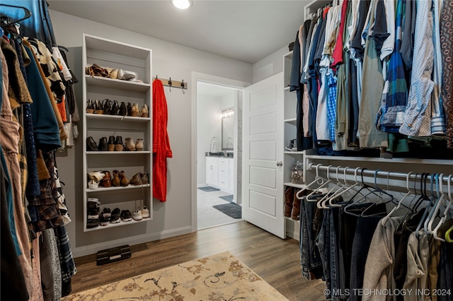 spacious closet featuring wood finished floors