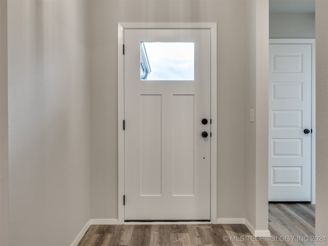 foyer entrance featuring light wood-type flooring