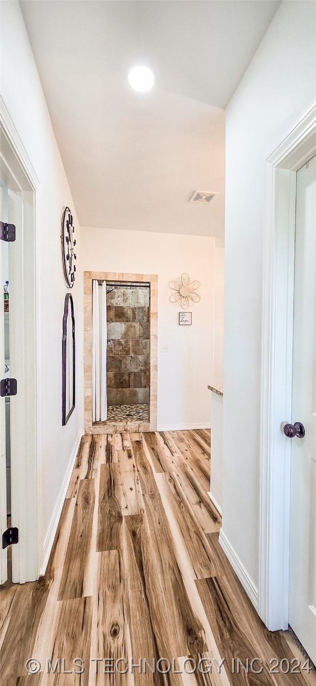 hall featuring wood-type flooring