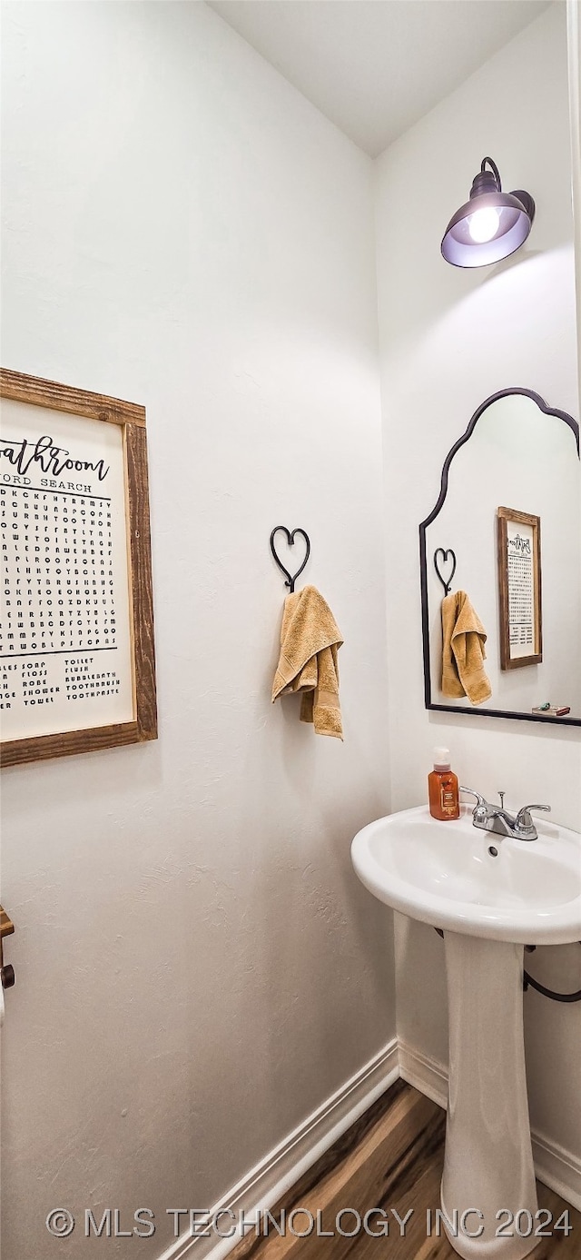 bathroom featuring wood-type flooring and sink