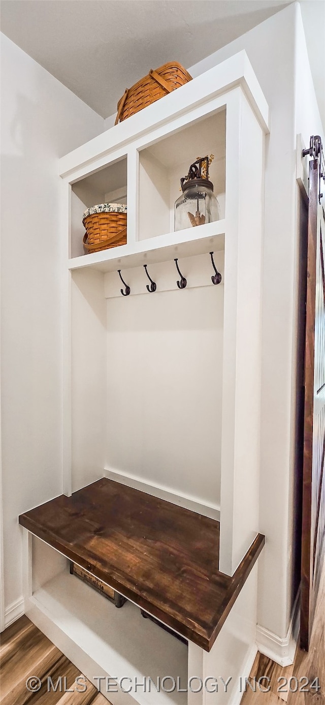 mudroom featuring hardwood / wood-style flooring