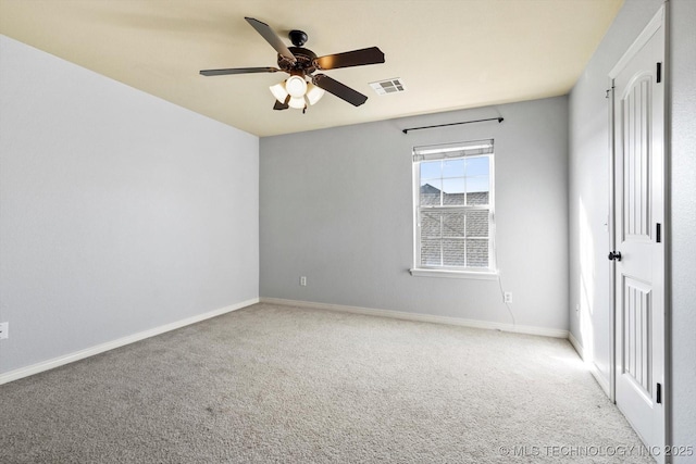 unfurnished bedroom featuring carpet floors and ceiling fan