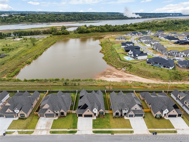 bird's eye view featuring a water view