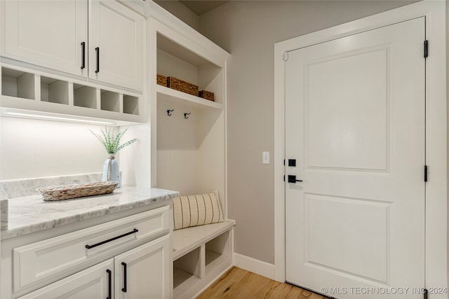 mudroom featuring light wood-type flooring