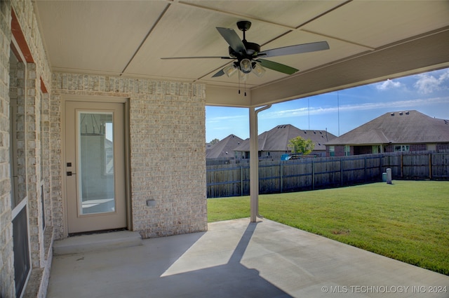 view of patio / terrace with ceiling fan