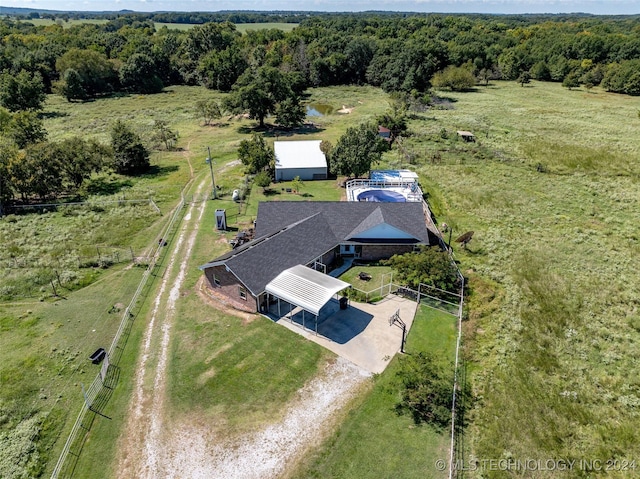 aerial view with a rural view