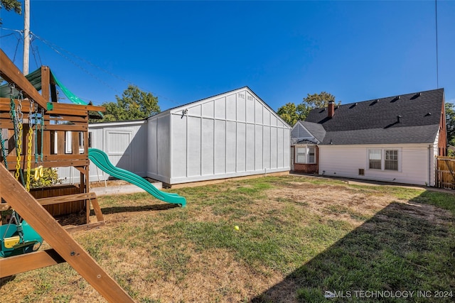 view of yard with a playground