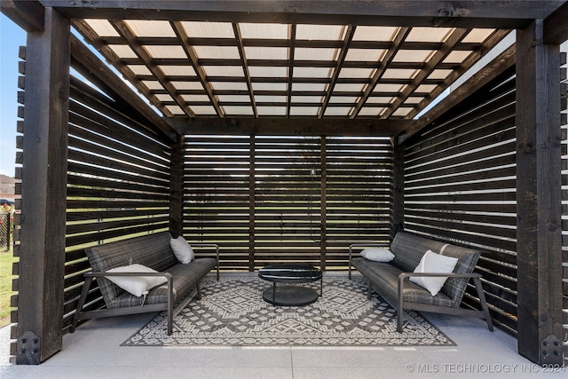 view of patio featuring a pergola