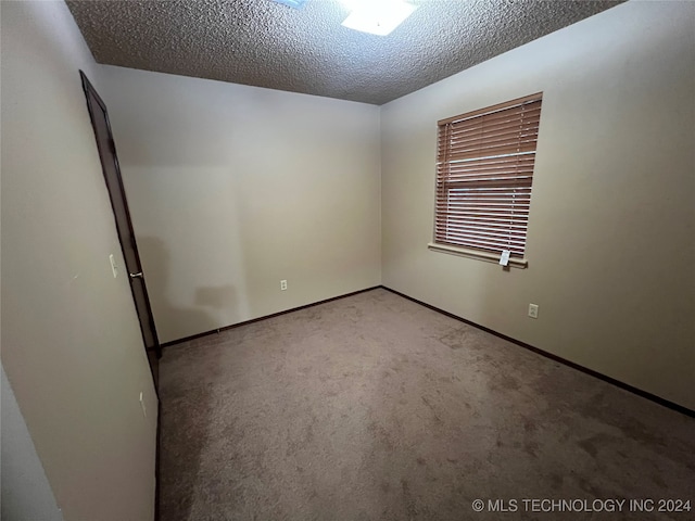 spare room with light colored carpet and a textured ceiling