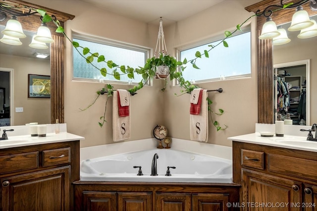 bathroom with a bathtub and vanity