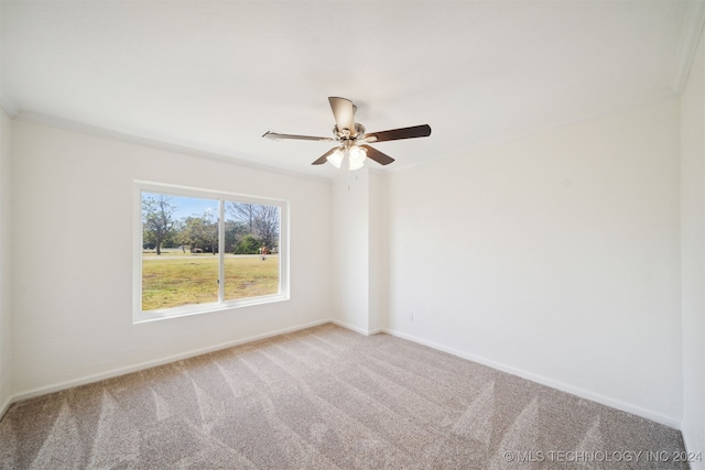 18440 County Road 3564, Ada, OK 74820 - unfurnished room featuring carpet flooring, a ceiling fan, and ornamental molding