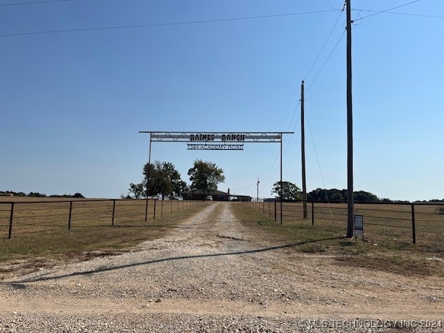 view of road with a rural view