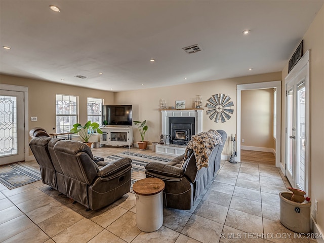 view of tiled living room