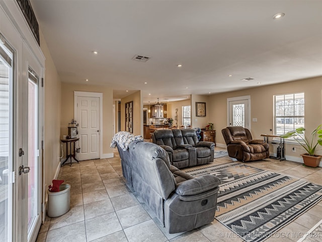 view of tiled living room