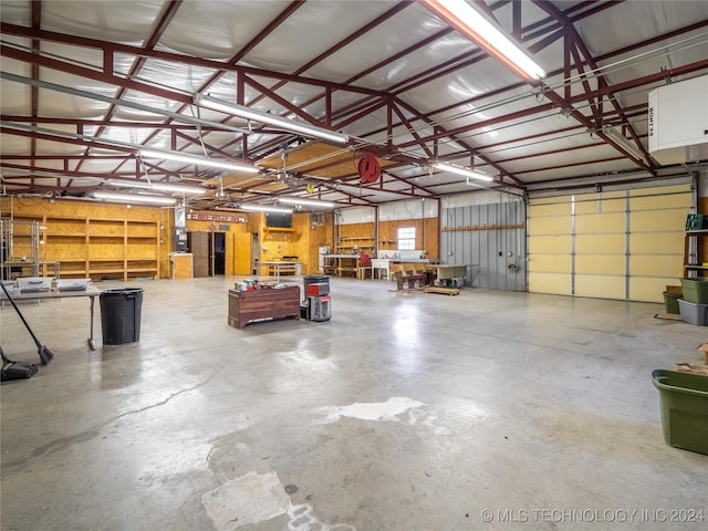 garage featuring a workshop area