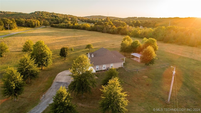 bird's eye view with a rural view