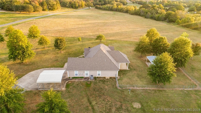 bird's eye view featuring a rural view