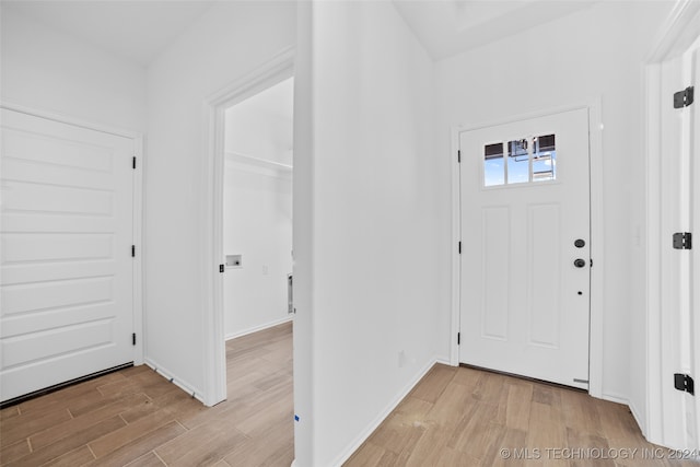 entrance foyer with light hardwood / wood-style flooring