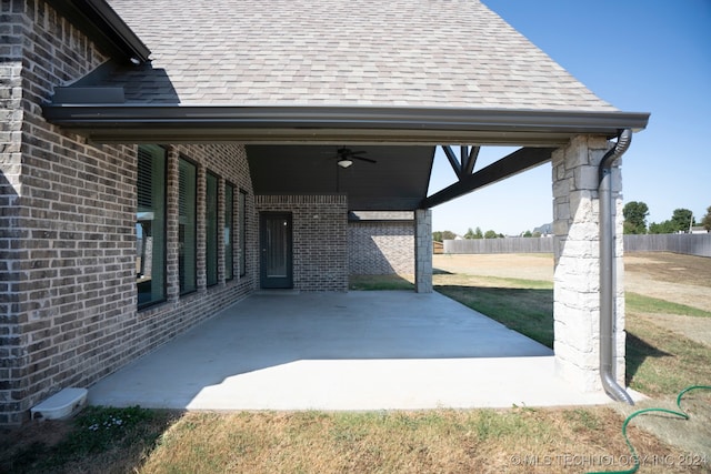 view of patio / terrace with ceiling fan