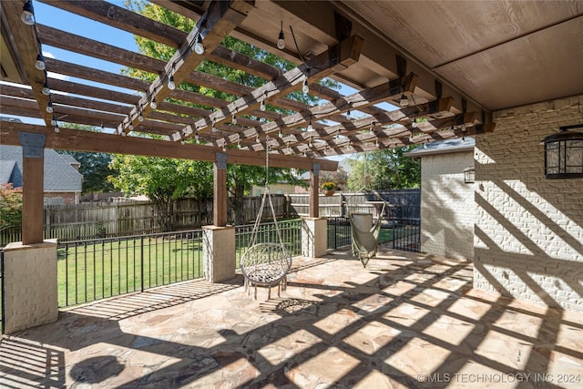 view of patio with a fenced backyard and a pergola