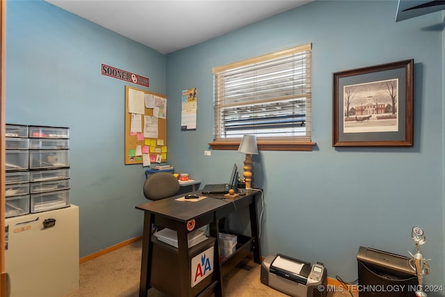 office area with light colored carpet