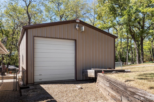 garage with wooden walls