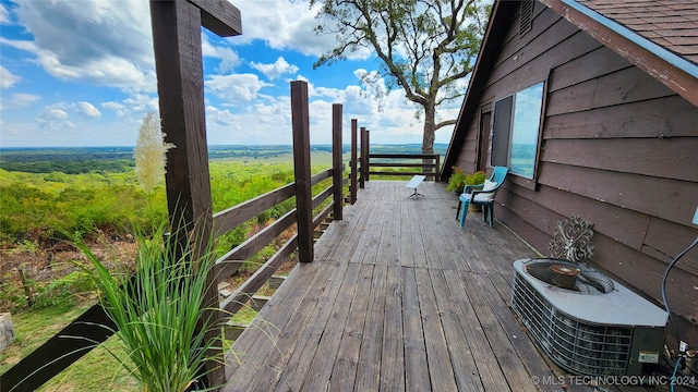 wooden terrace with cooling unit