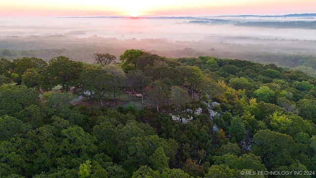 view of aerial view at dusk