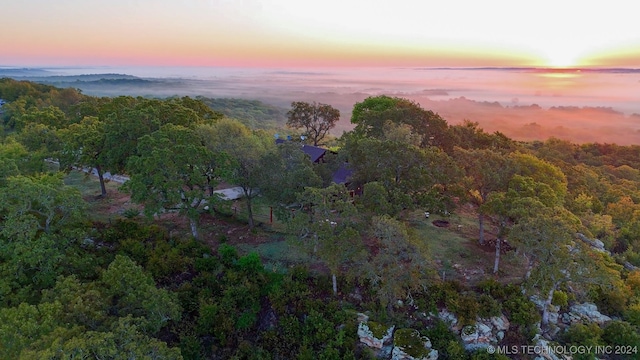 view of aerial view at dusk